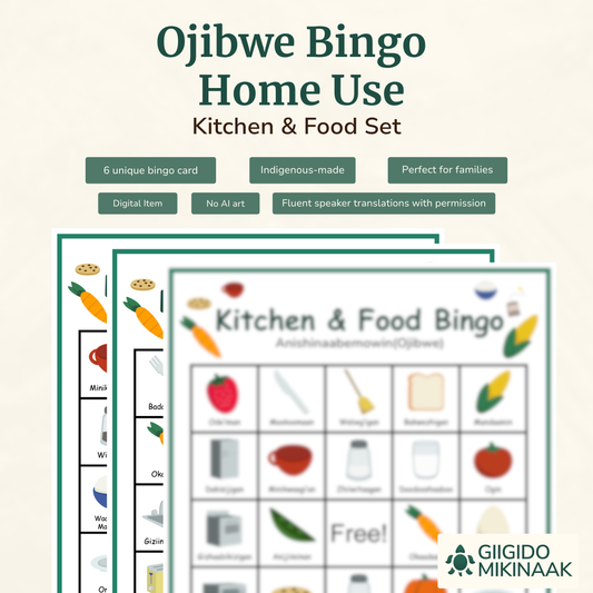 Ojibwe Bingo for Home 6 Cards - Kitchen & Food