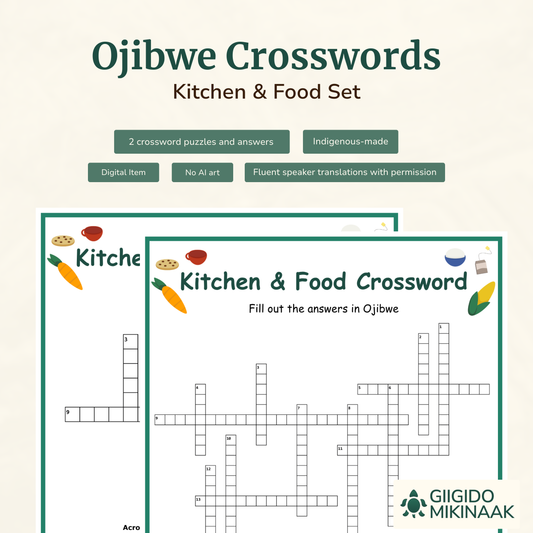 Ojibwe Kitchen & Food Crossword 2 Puzzles