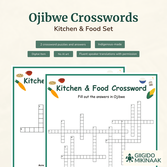 Ojibwe Kitchen & Food Crossword 2 Puzzles - Giigido Mikinaak
